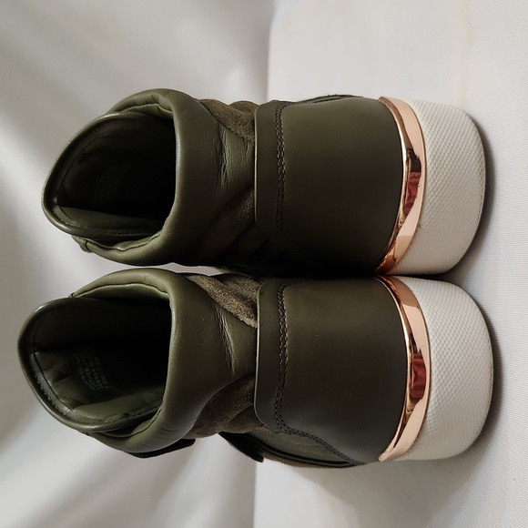 Michael Michael Kors Addie High-top Leather Olive Gold Sneakers (W Size 7.5) - Picture 7 of 16